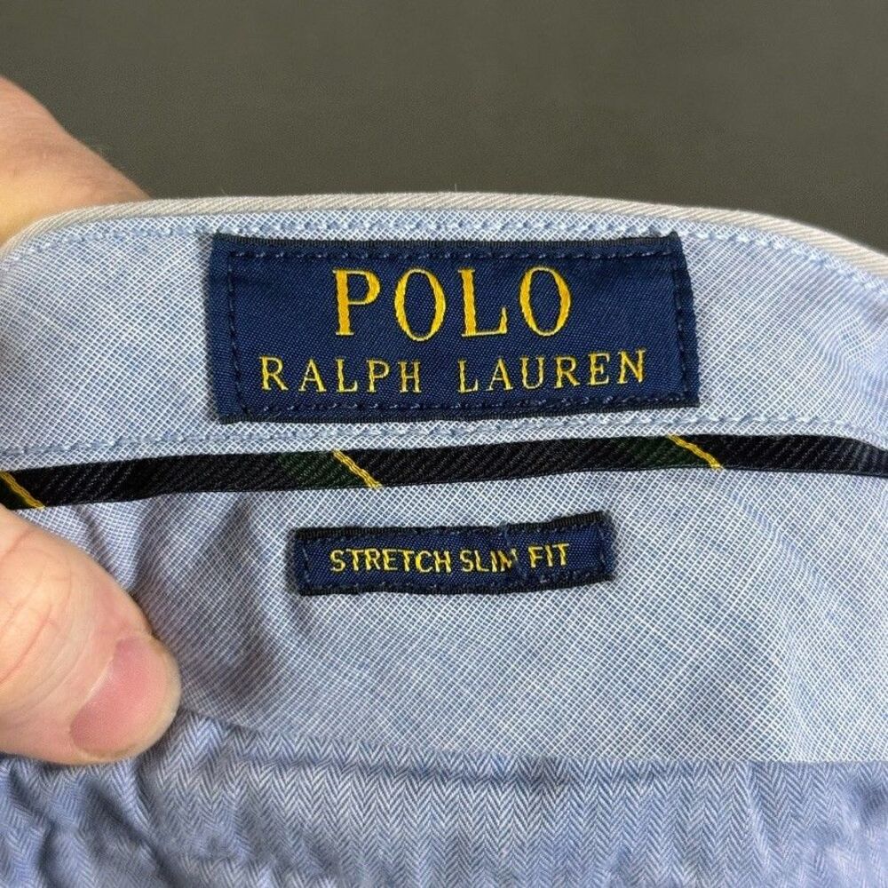 Polo Ralph Lauren Pants Mens 34x30 Gray Slim Fit Stretch Chino Preppy Casual - Picture 12 of 15